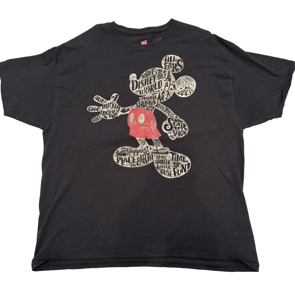 Walt Disney World Mickey Mouse Black Short Sleeve T-Shirt / Extra Large - XL